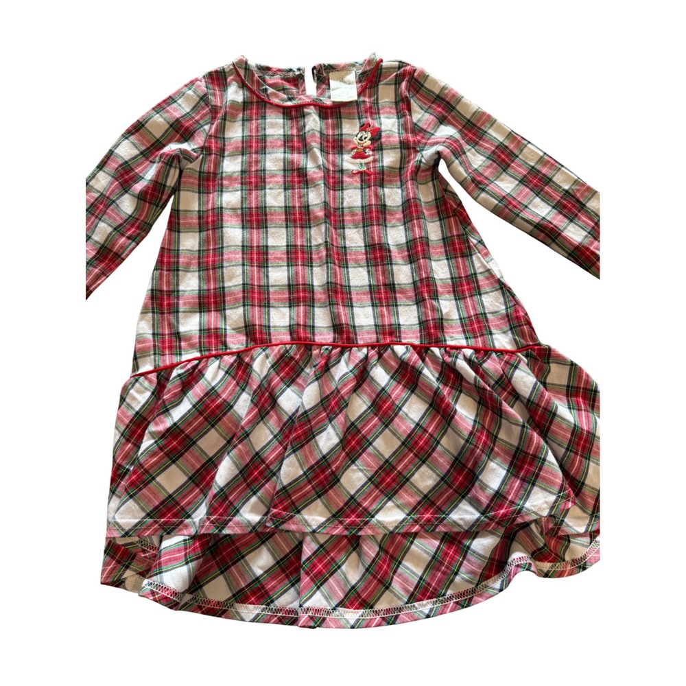 Disney‎ Minnie Mouse Girls Plaid Flannel Dress Christmas Holiday Size 5/6